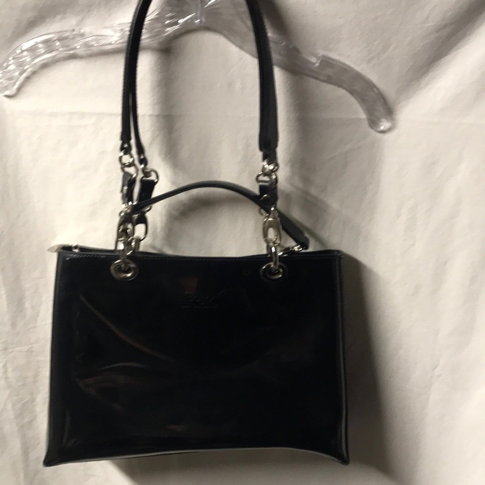 Beijo Black Shiny Patent Tote Handbag